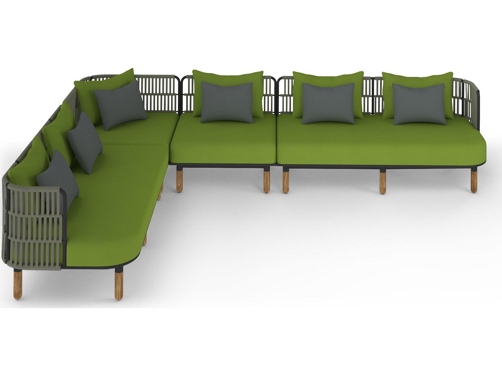 MamaGreen Daisy Rae Deep Seating Teak Rope Sectional Outdoor Patio Lounge Set