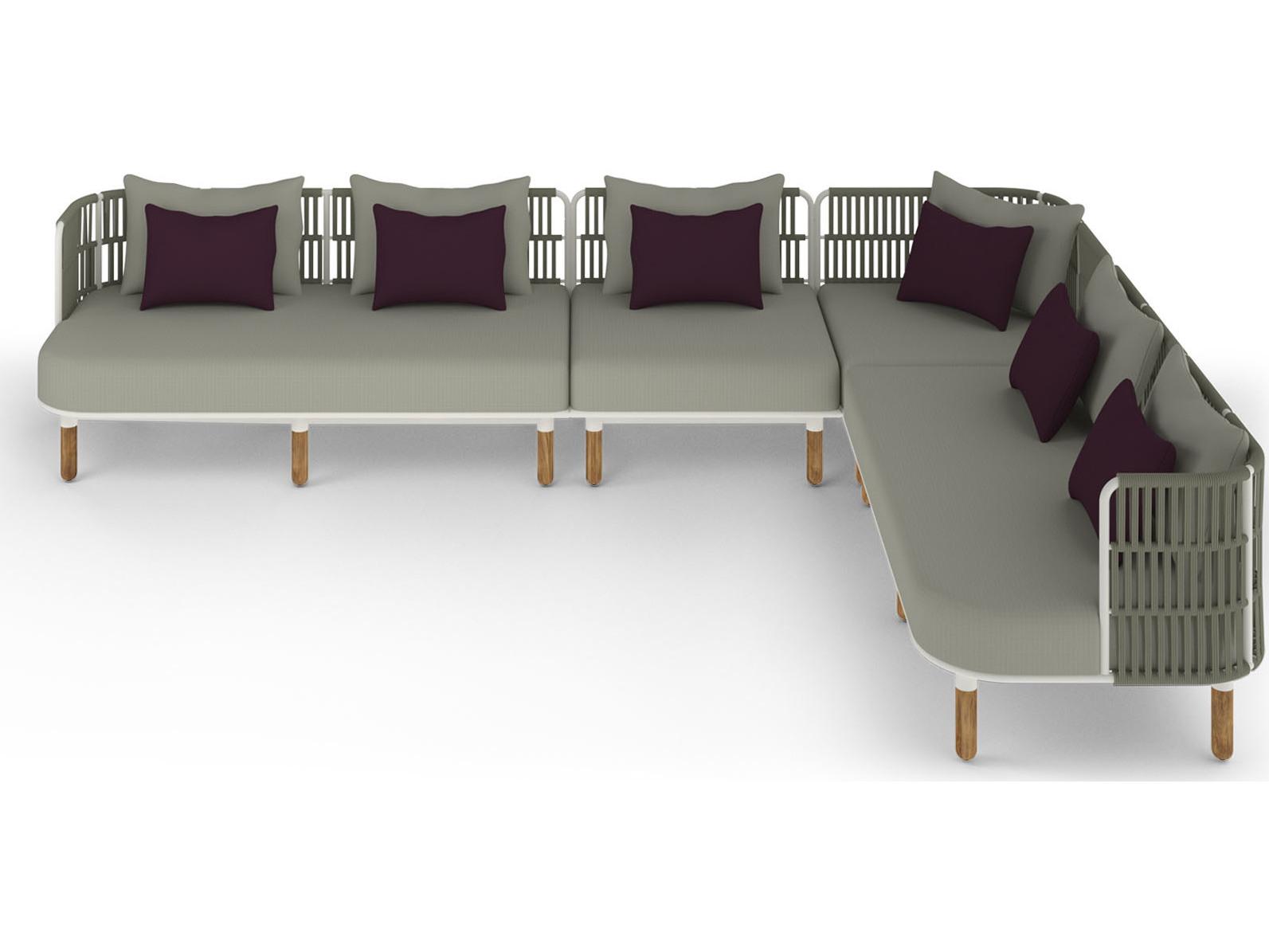 MamaGreen Daisy Rae Deep Seating Teak Rope Sectional Patio Lounge Set