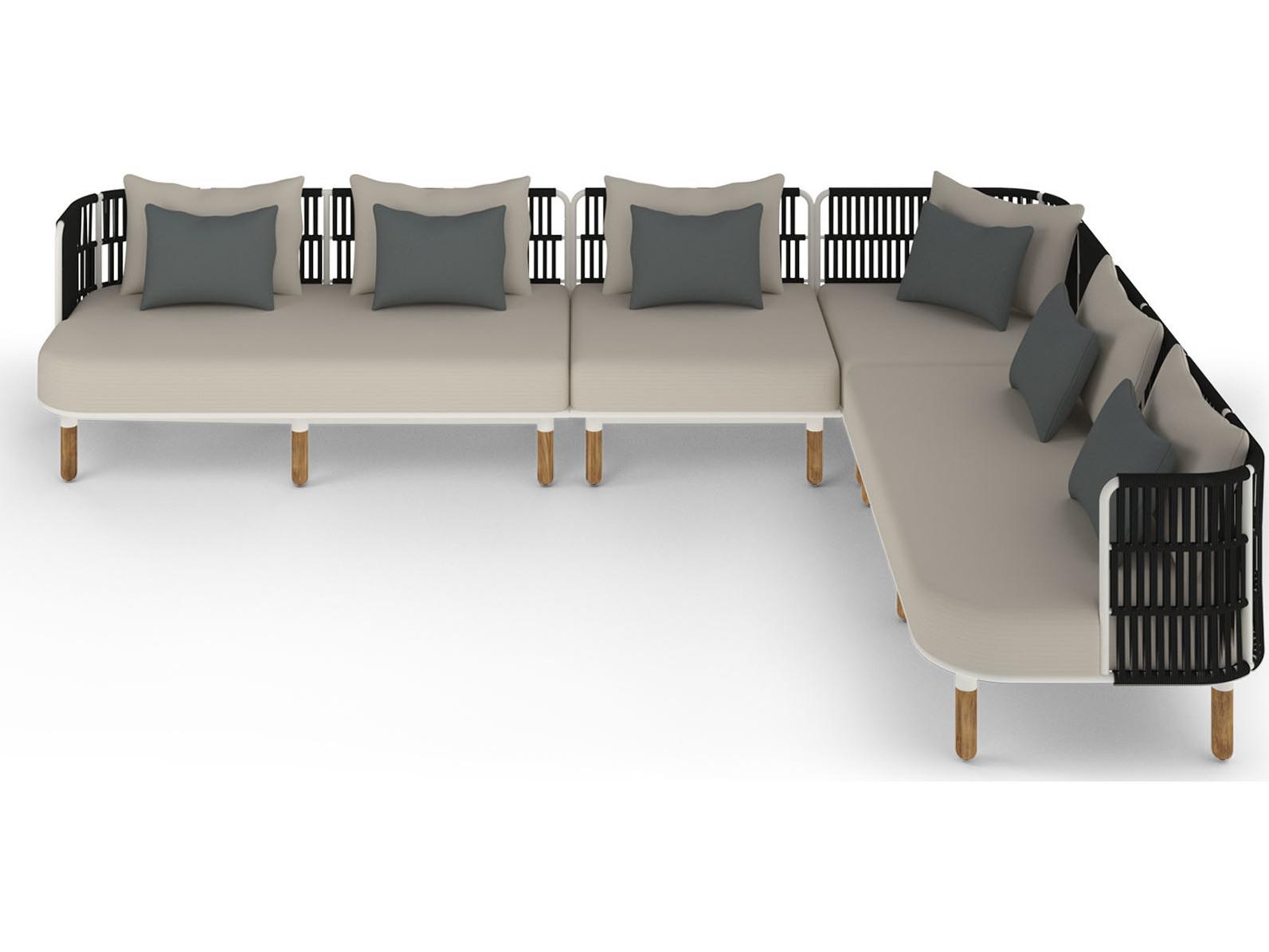 MamaGreen Daisy Rae Deep Seating Teak Rope Sectional Patio Lounge Set