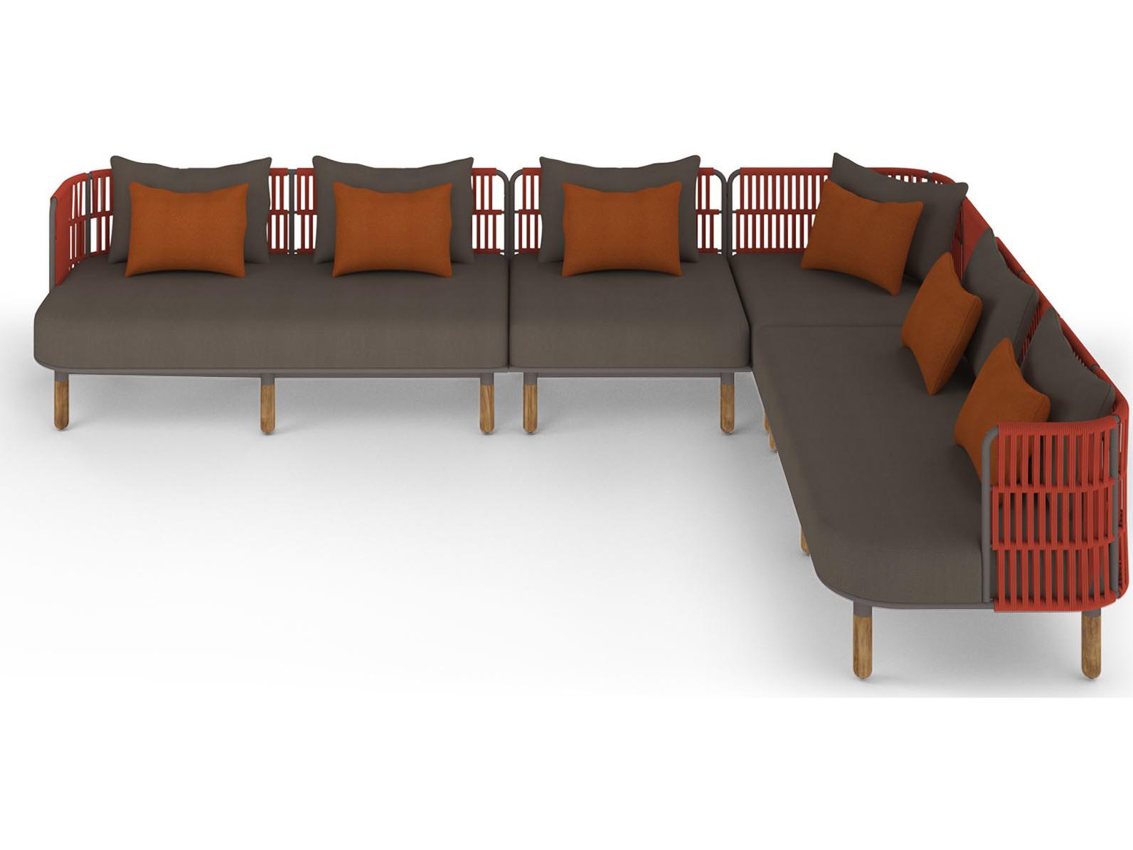 MamaGreen Daisy Rae Deep Seating Teak Rope Sectional Patio Lounge Set