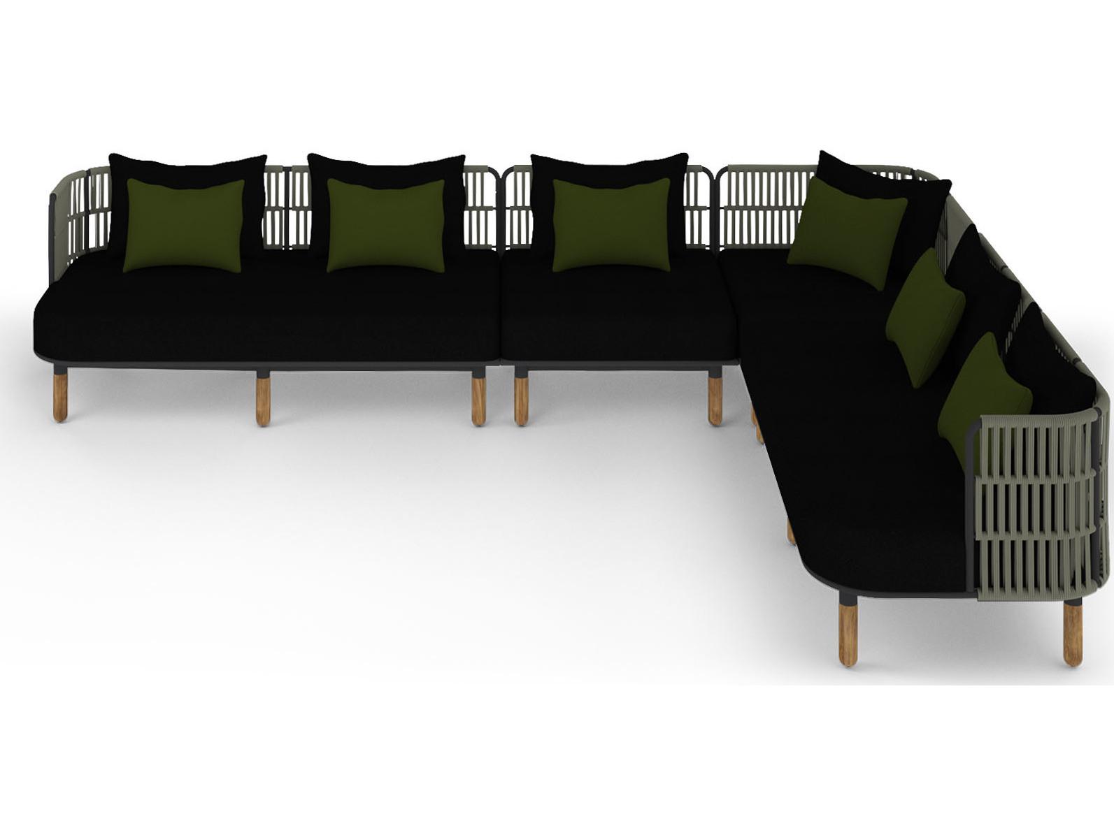 MamaGreen Daisy Rae Deep Seating Teak Rope Sectional Patio Lounge Set