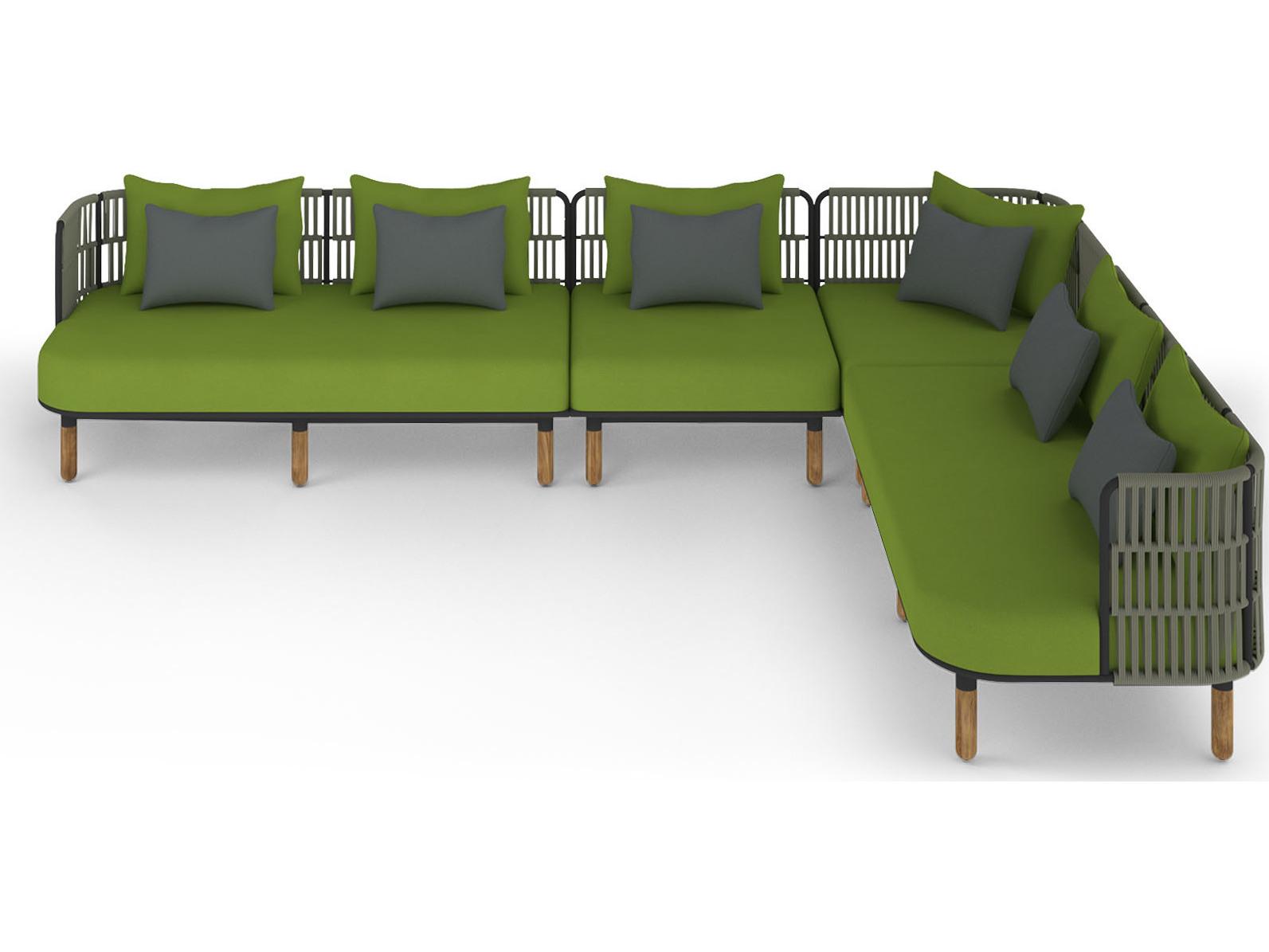 MamaGreen Daisy Rae Deep Seating Teak Rope Sectional Patio Lounge Set