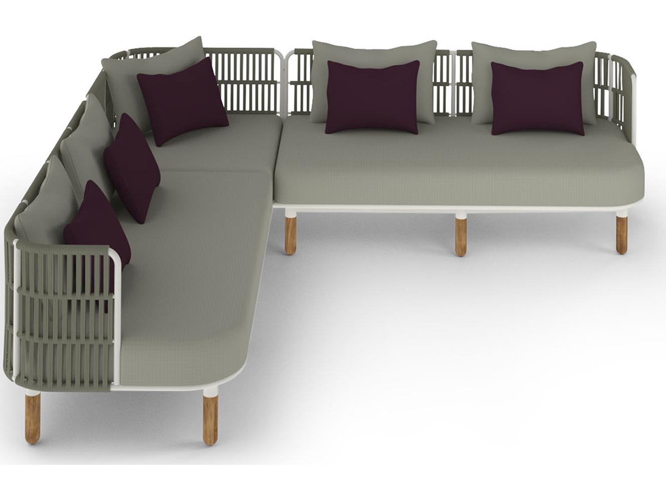 MamaGreen Daisy Rae Deep Seating Teak Rope Sectional Outdoor Lounge Set