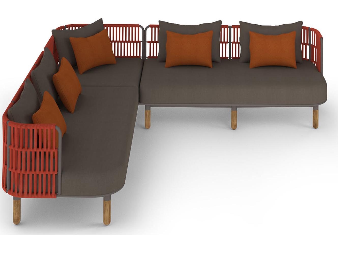 MamaGreen Daisy Rae Deep Seating Teak Rope Sectional Outdoor Lounge Set