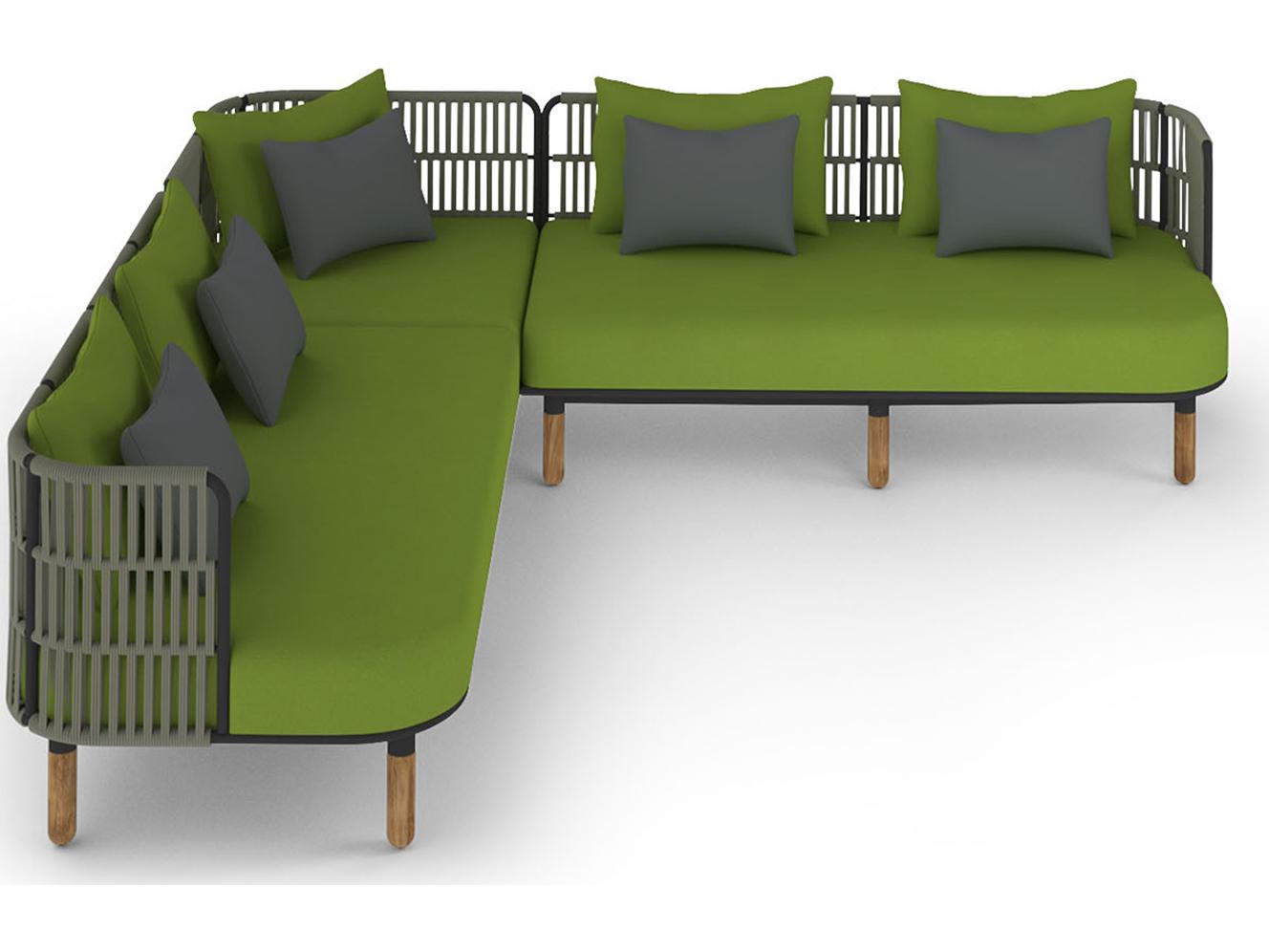 MamaGreen Daisy Rae Deep Seating Teak Rope Sectional Outdoor Lounge Set