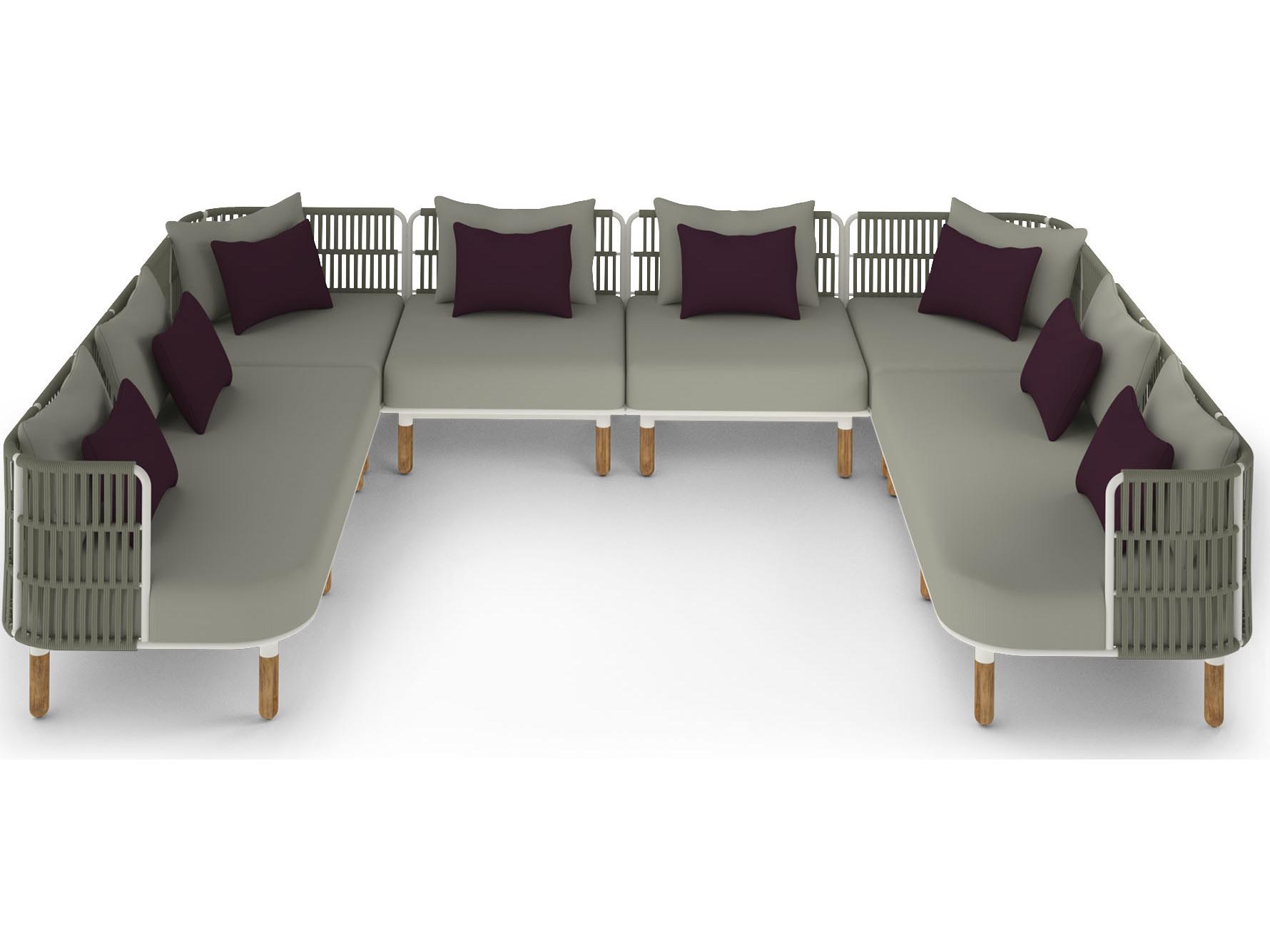 MamaGreen Daisy Rae Deep Seating Teak Rope Sectional Outdoor Patio Lounge Set