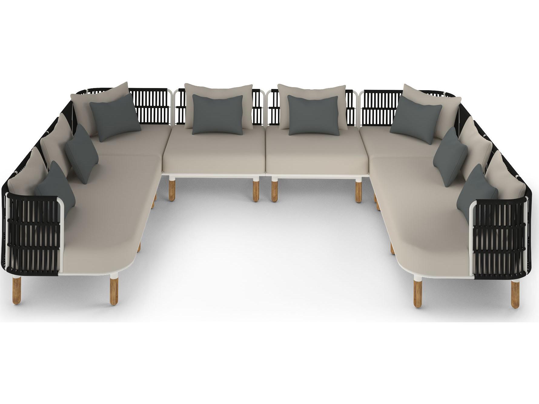 MamaGreen Daisy Rae Deep Seating Teak Rope Sectional Outdoor Patio Lounge Set