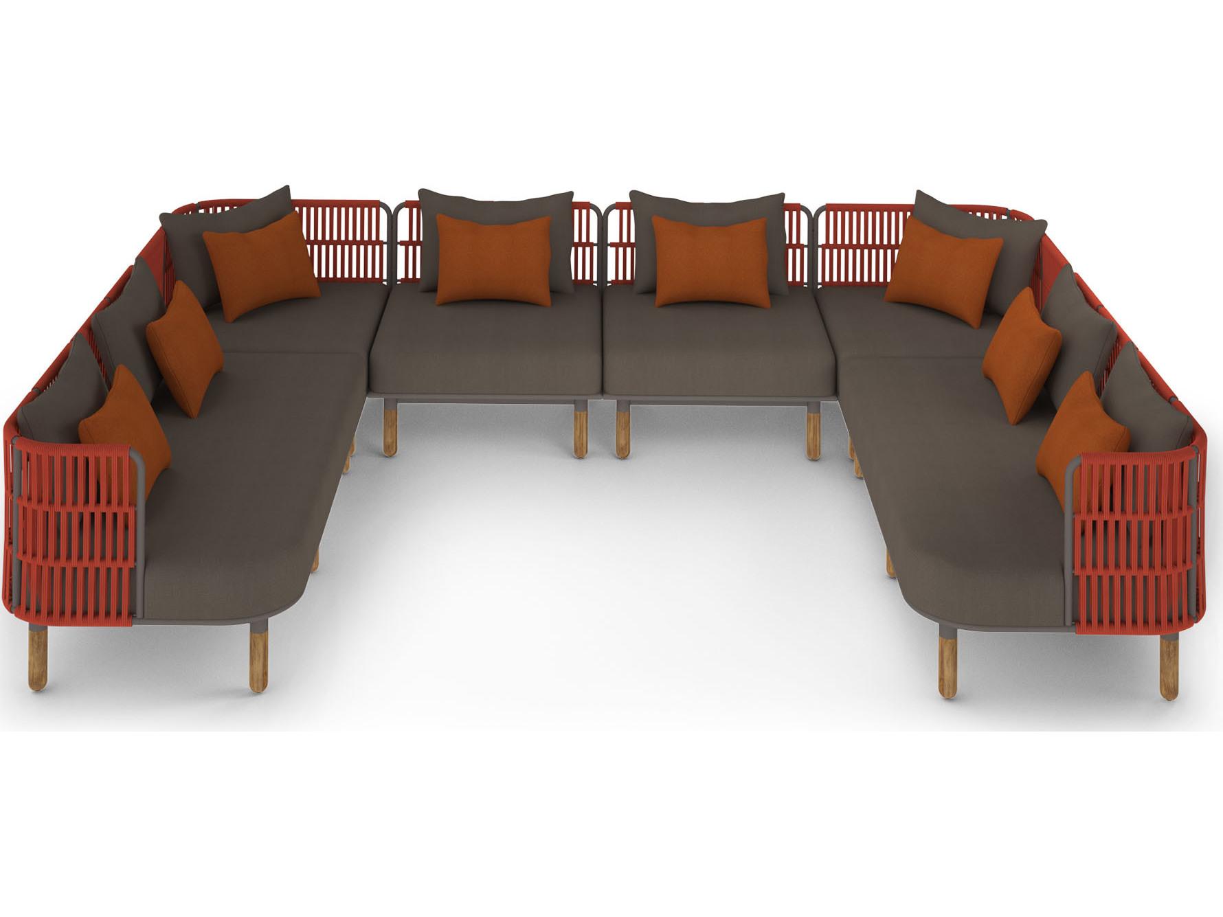 MamaGreen Daisy Rae Deep Seating Teak Rope Sectional Outdoor Patio Lounge Set