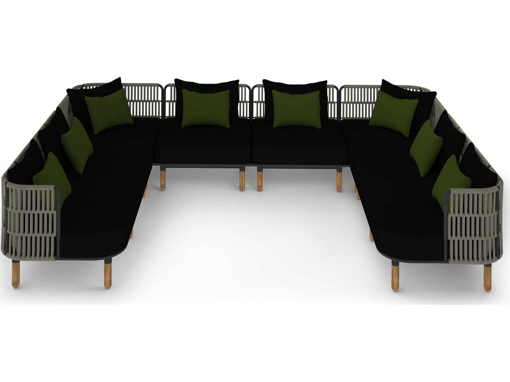 MamaGreen Daisy Rae Deep Seating Teak Rope Sectional Outdoor Patio Lounge Set