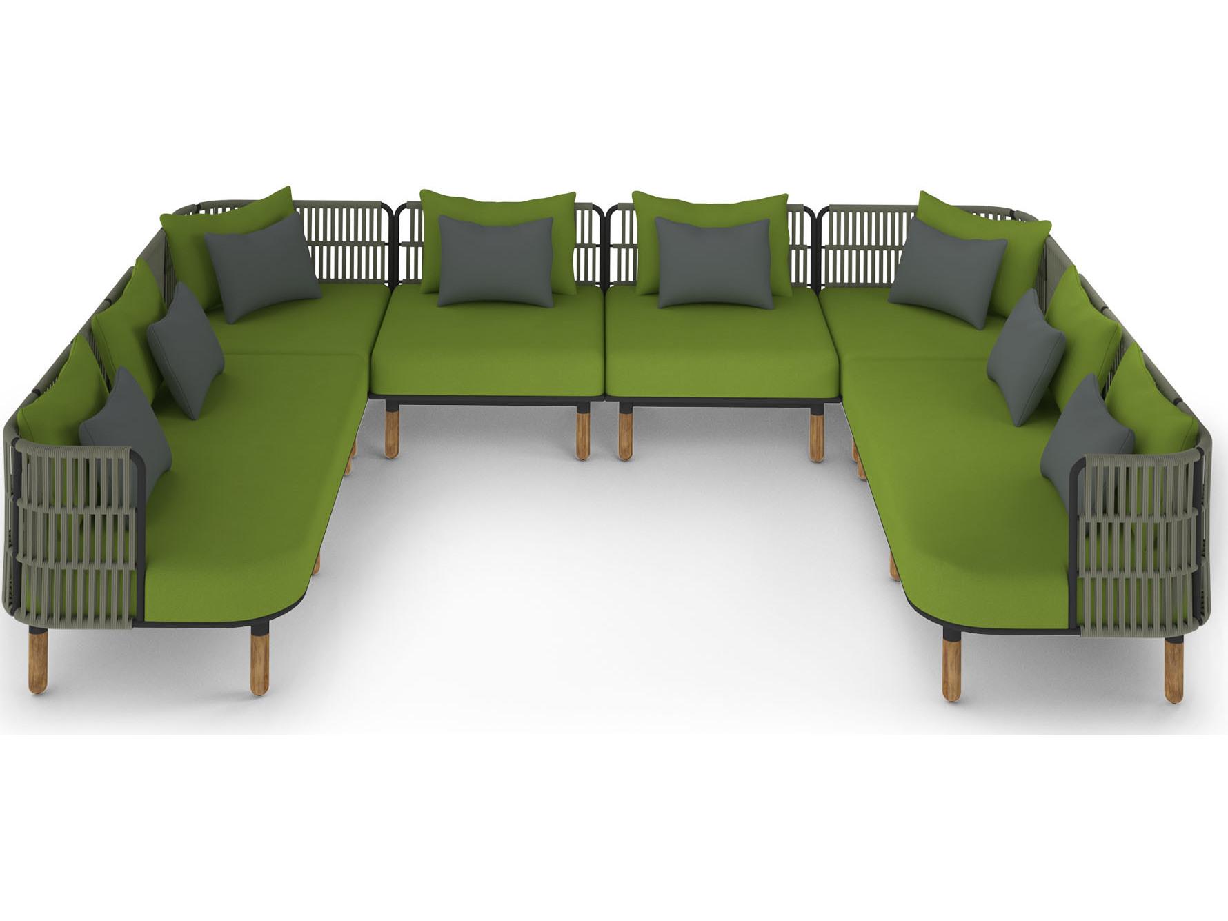 MamaGreen Daisy Rae Deep Seating Teak Rope Sectional Outdoor Patio Lounge Set