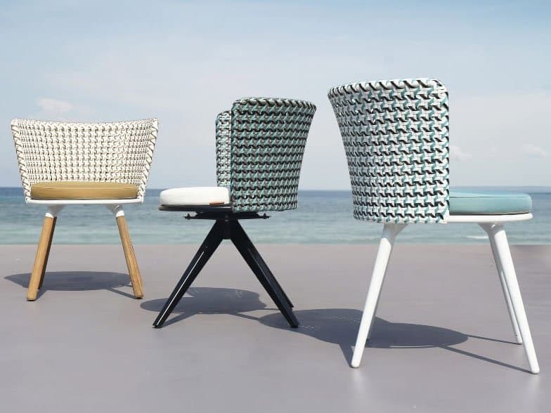 MamaGreen Daisy Mae Teak Wicker Patio Dining Chair Set