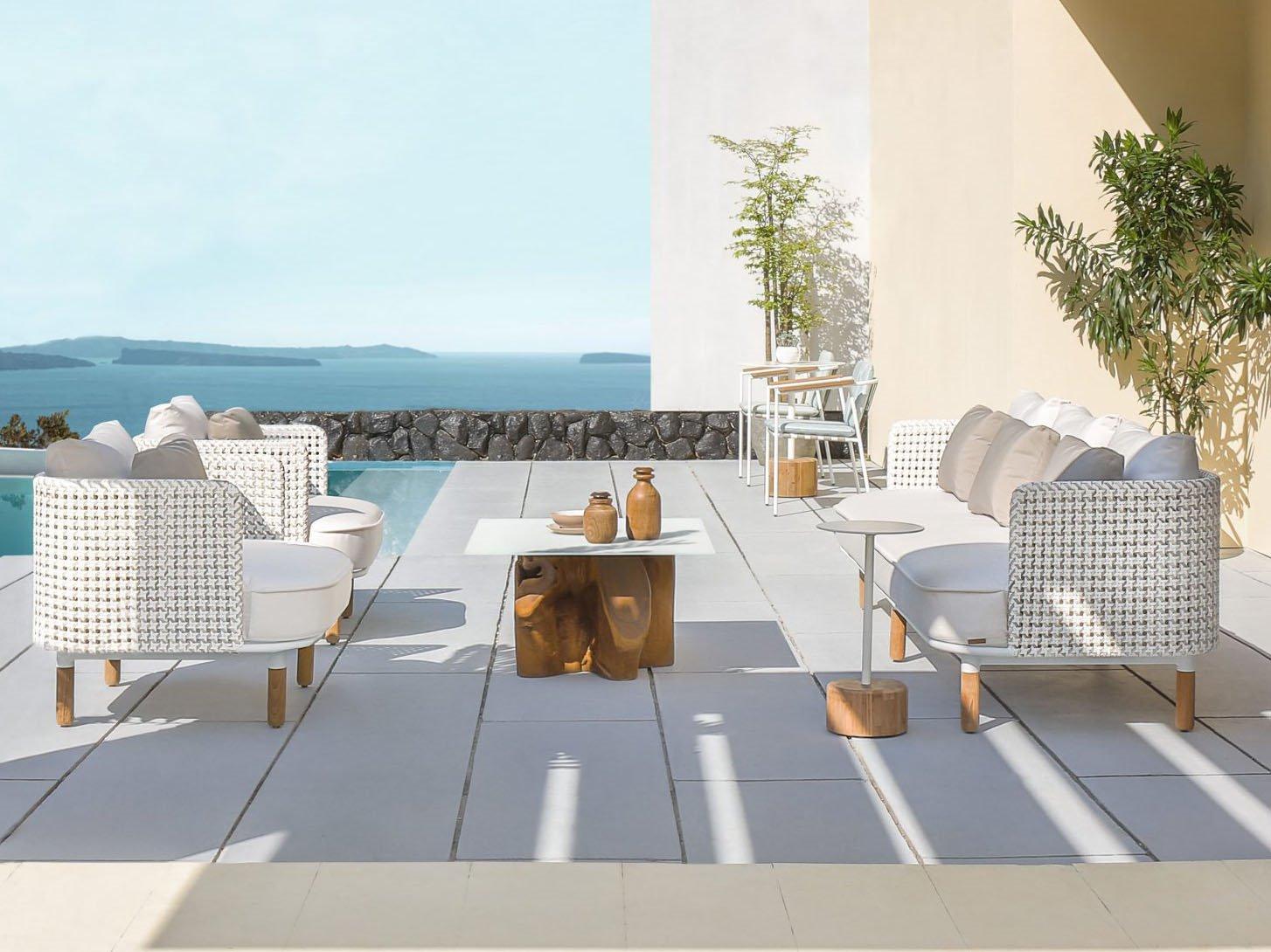 MamaGreen Daisy Mae Deep Seating Teak Wicker Outdoor Lounge Set