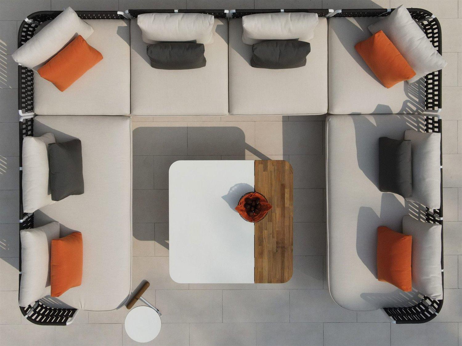 MamaGreen Daisy Rae Deep Seating Teak Rope Sectional Outdoor Patio Lounge Set