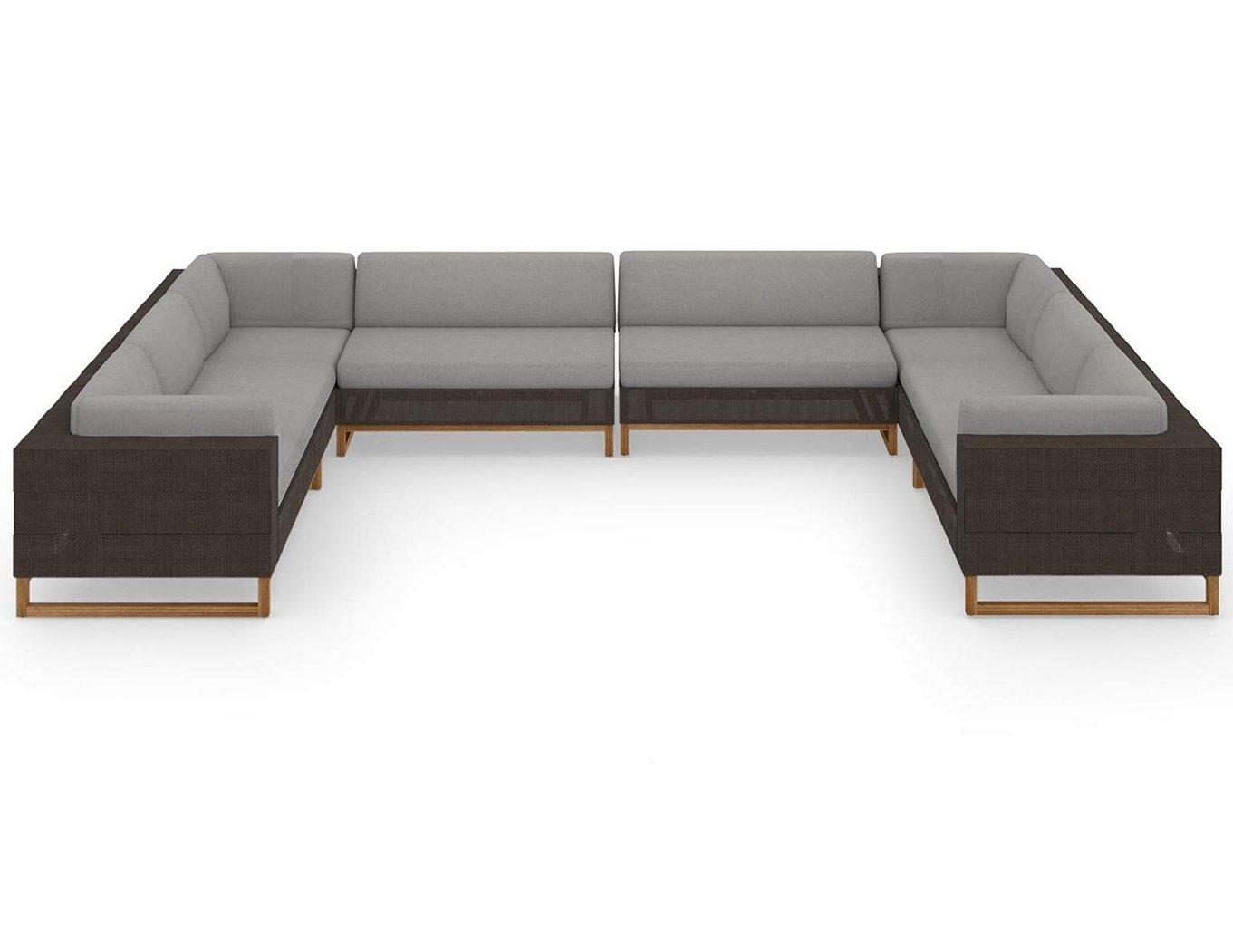 MamaGreen Ekka Teak Wicker Sectional Patio Lounge Set