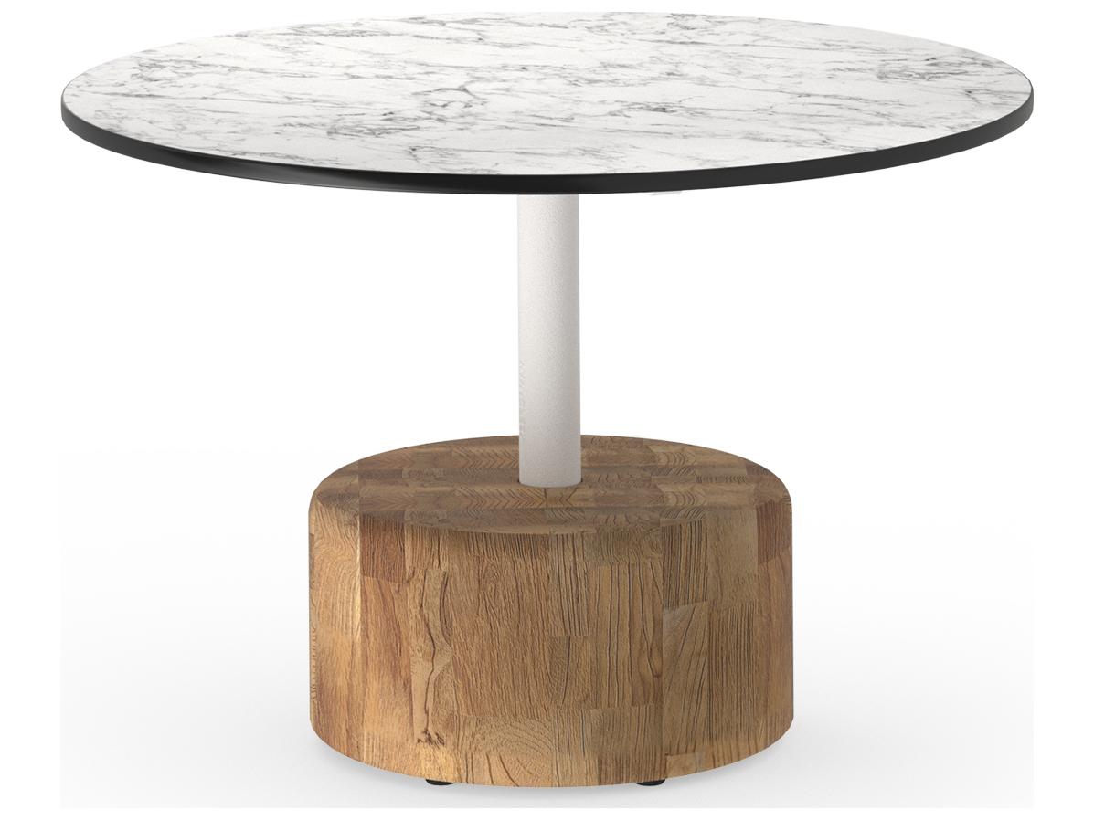 MamaGreen Glyph Aluminum Teak Round Low Table