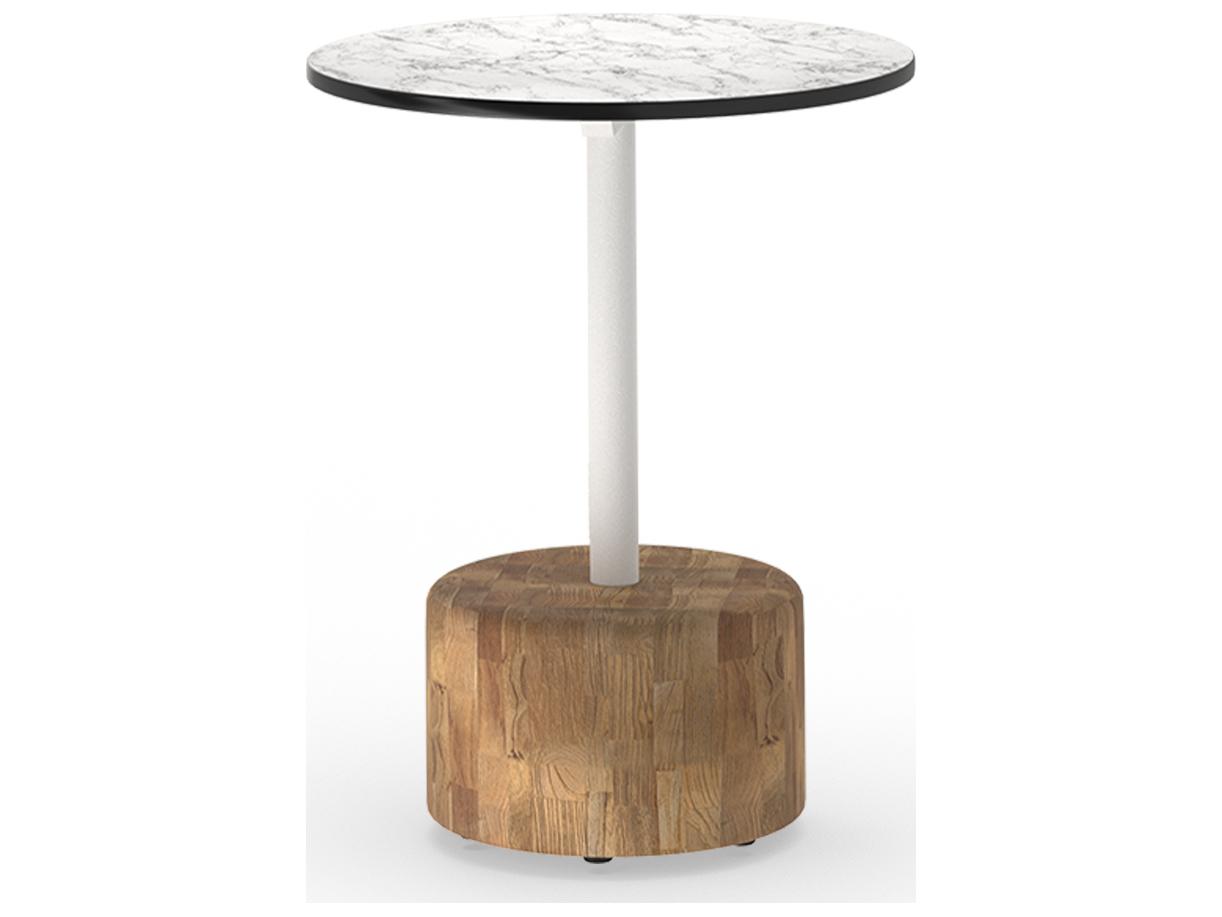 MamaGreen Glyph Aluminum Teak Round Low Table