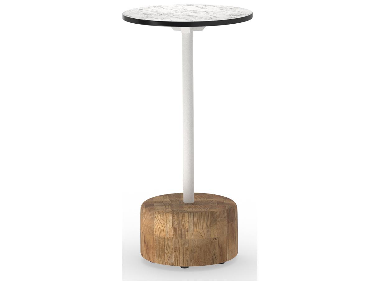 MamaGreen Glyph Aluminum Teak Round Low Table