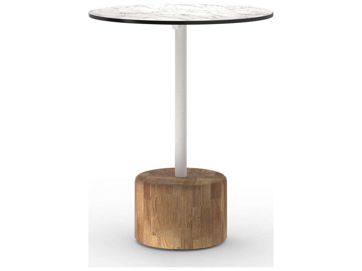 MamaGreen Glyph Aluminum Teak Round Patio Bistro Table