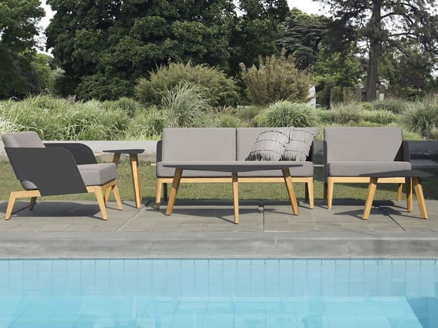 MamaGreen Kaat Teak Cushion Patio Lounge Set