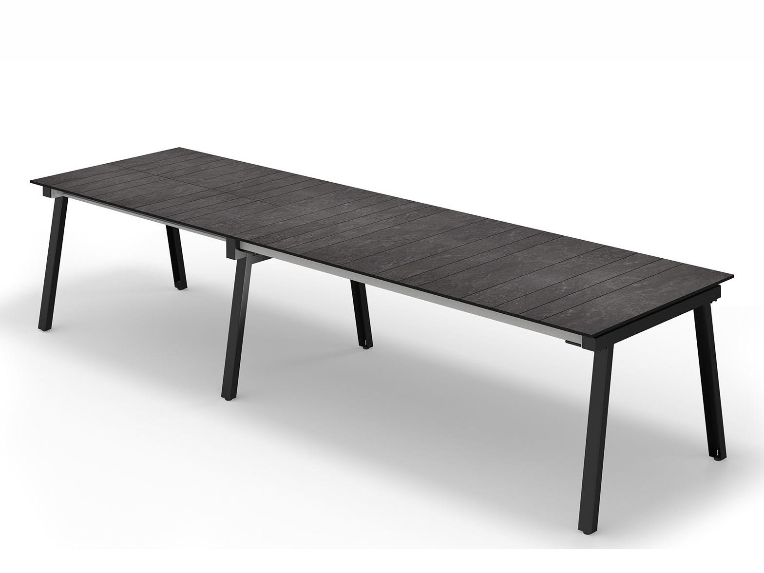 MamaGreen Maxximus Quick Ship Steel Extendable Rectangular HPL Top Outdoor Patio Dining Table
