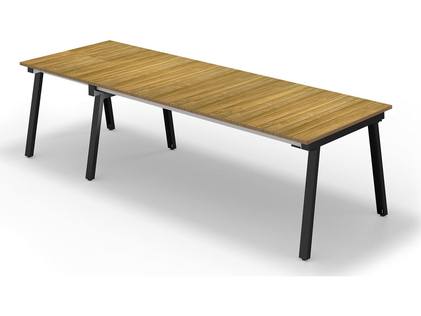 MamaGreen Maxximus Steel Extendable Rectangular Teak Top Outdoor Dining Table