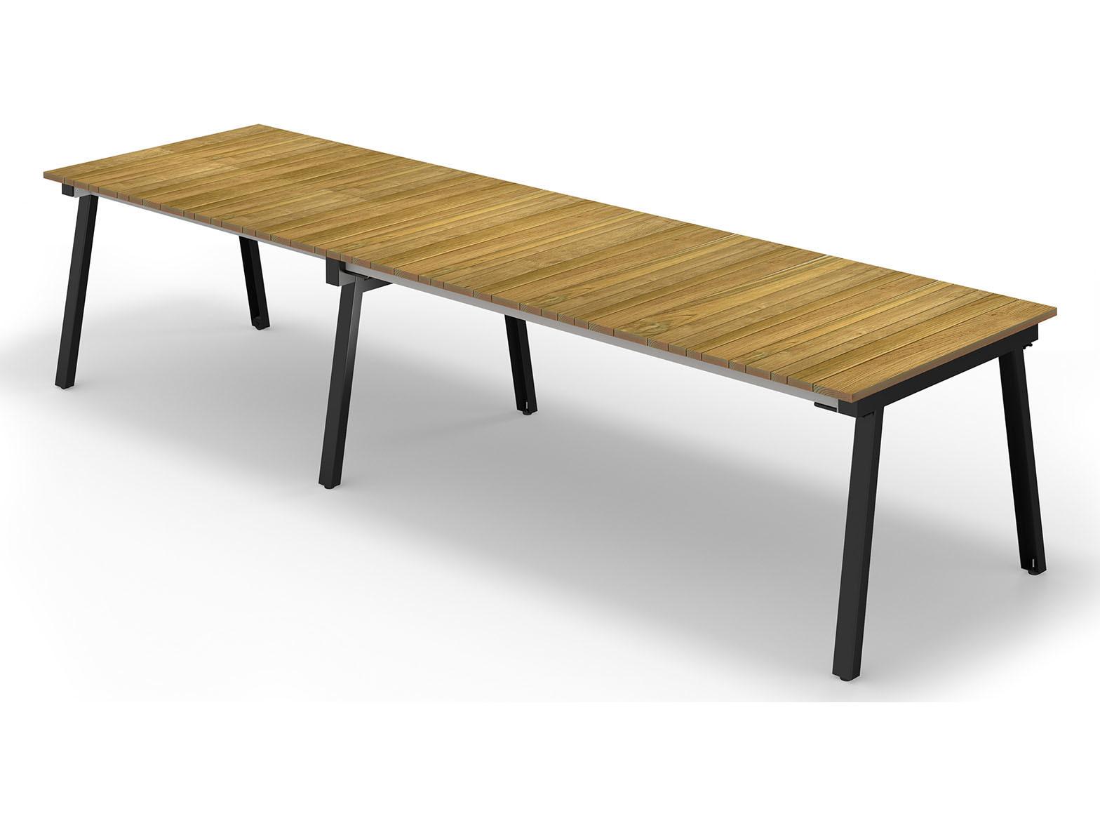 MamaGreen Maxximus Steel Extendable Rectangular Teak Top Outdoor Dining Table