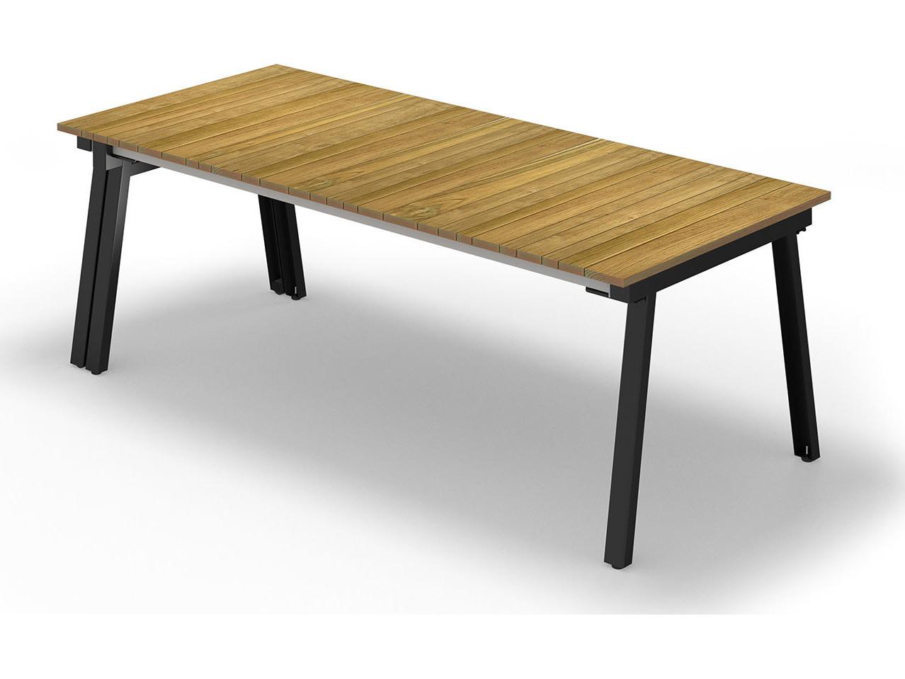 MamaGreen Maxximus Steel Extendable Rectangular Teak Top Outdoor Dining Table