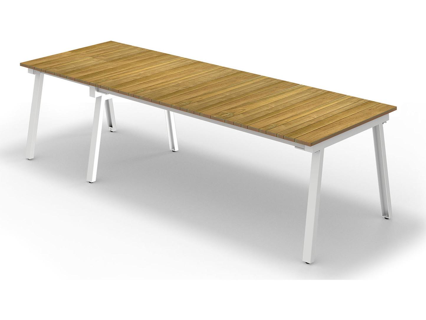 MamaGreen Maxximus Steel Extendable Rectangular Teak Top Outdoor Dining Table