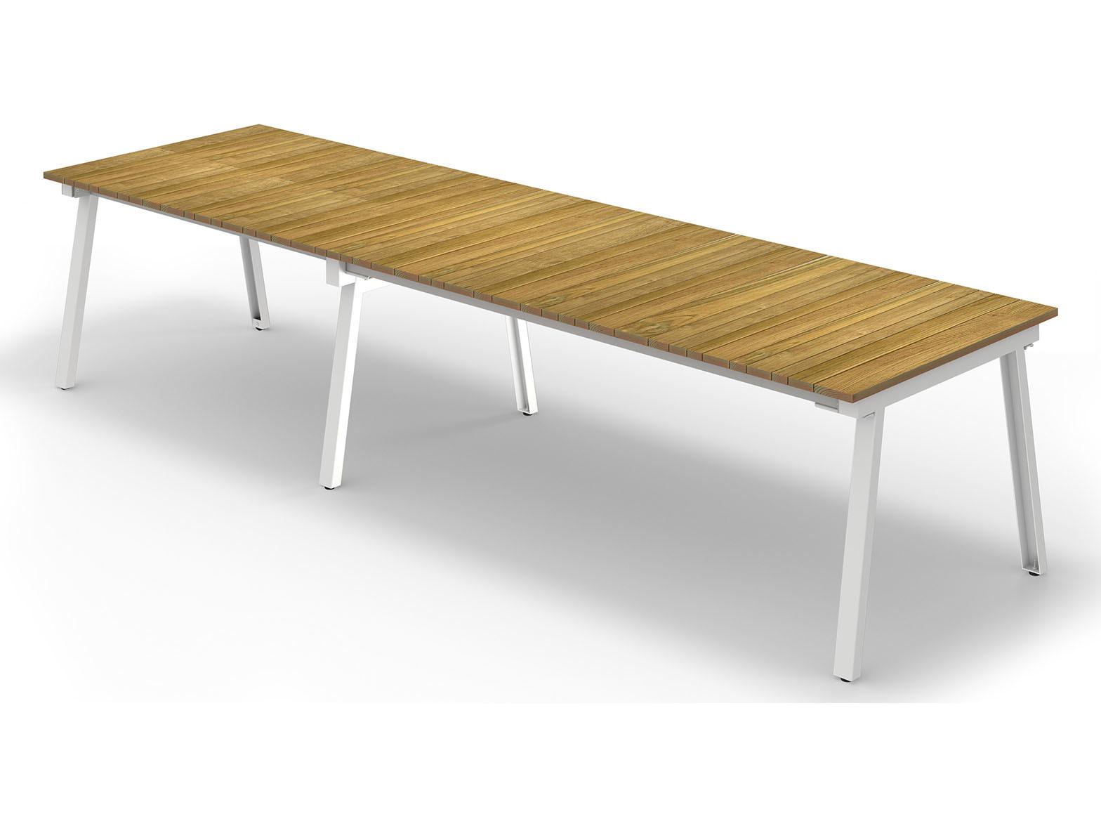 MamaGreen Maxximus Steel Extendable Rectangular Teak Top Outdoor Dining Table