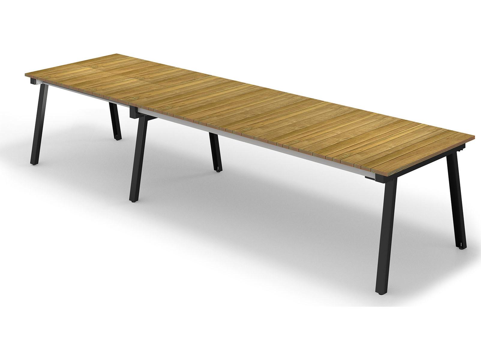MamaGreen Maxximus Steel Extendable Rectangular Teak Top Outdoor Dining Table