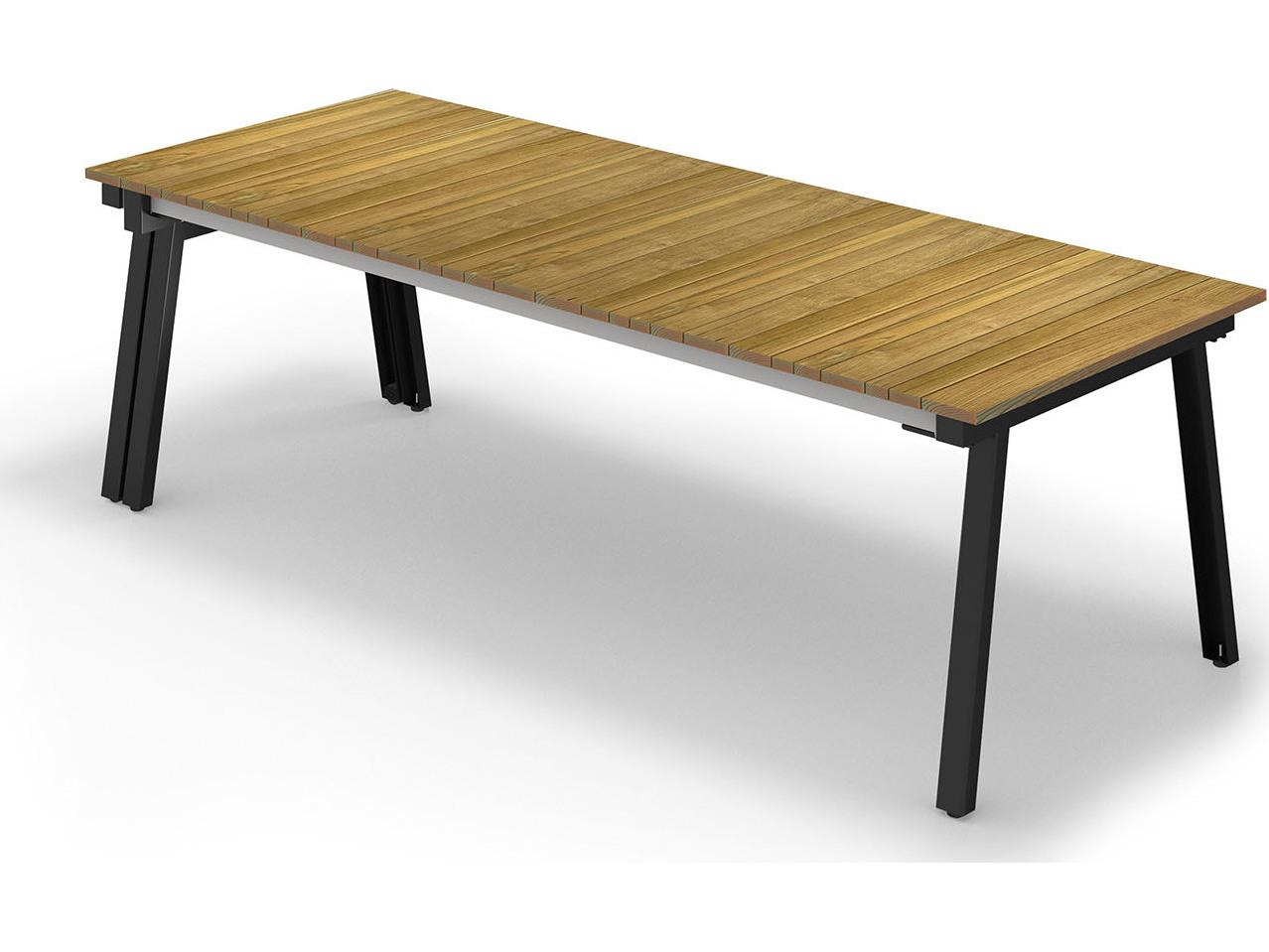 MamaGreen Maxximus Steel Extendable Rectangular Teak Top Outdoor Dining Table