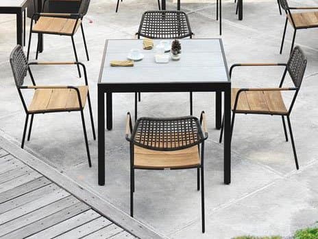 MamaGreen Meika Steel Teak Patio Dining Set