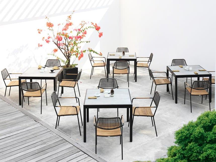 MamaGreen Meika Steel Teak Outdoor Dining Set