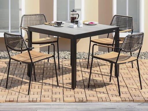 MamaGreen Meika Steel Teak Outdoor Patio Dining Set