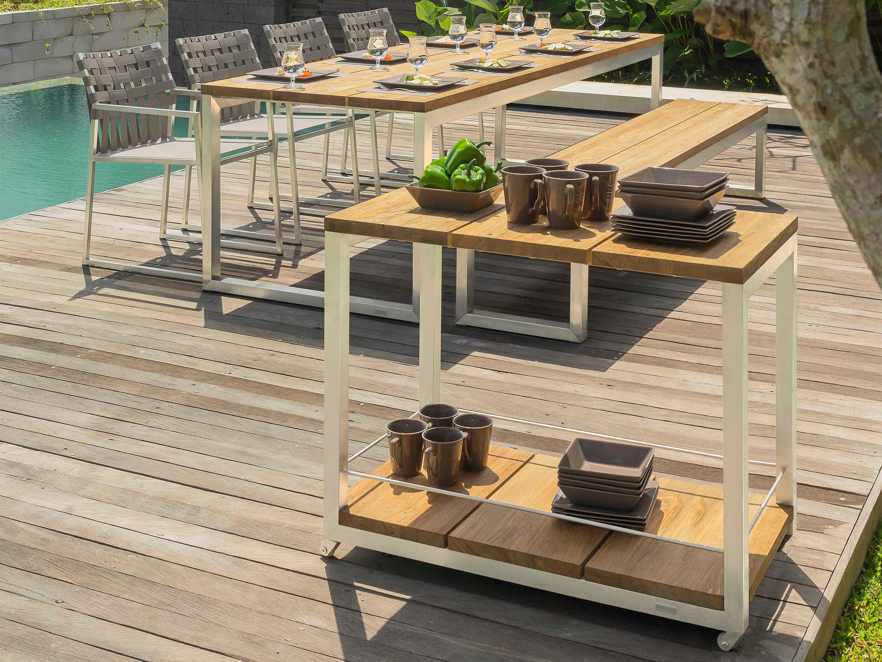 MamaGreen Oko Steel W Teak Outdoor Patio Bench