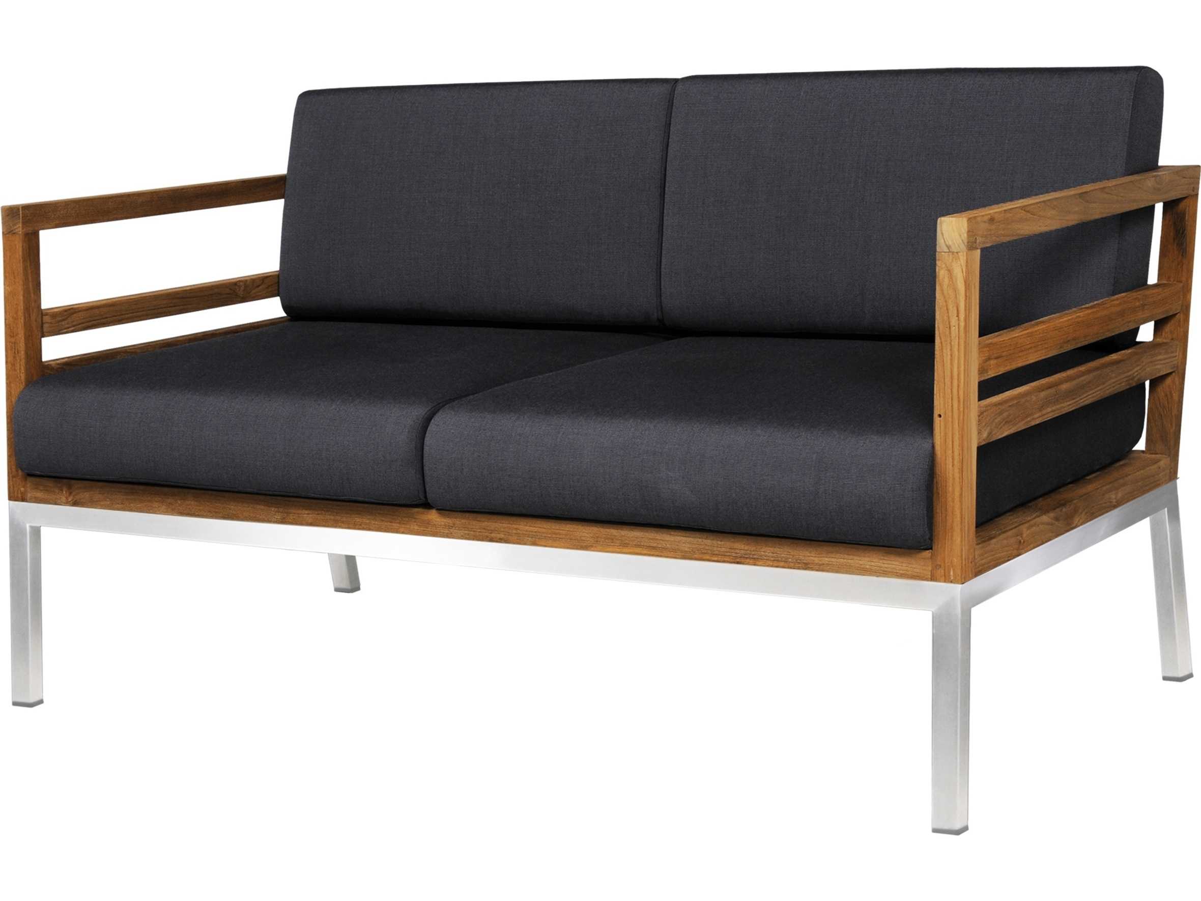 MamaGreen Zudu Aluminum Steel Teak Cushion Patio Loveseat