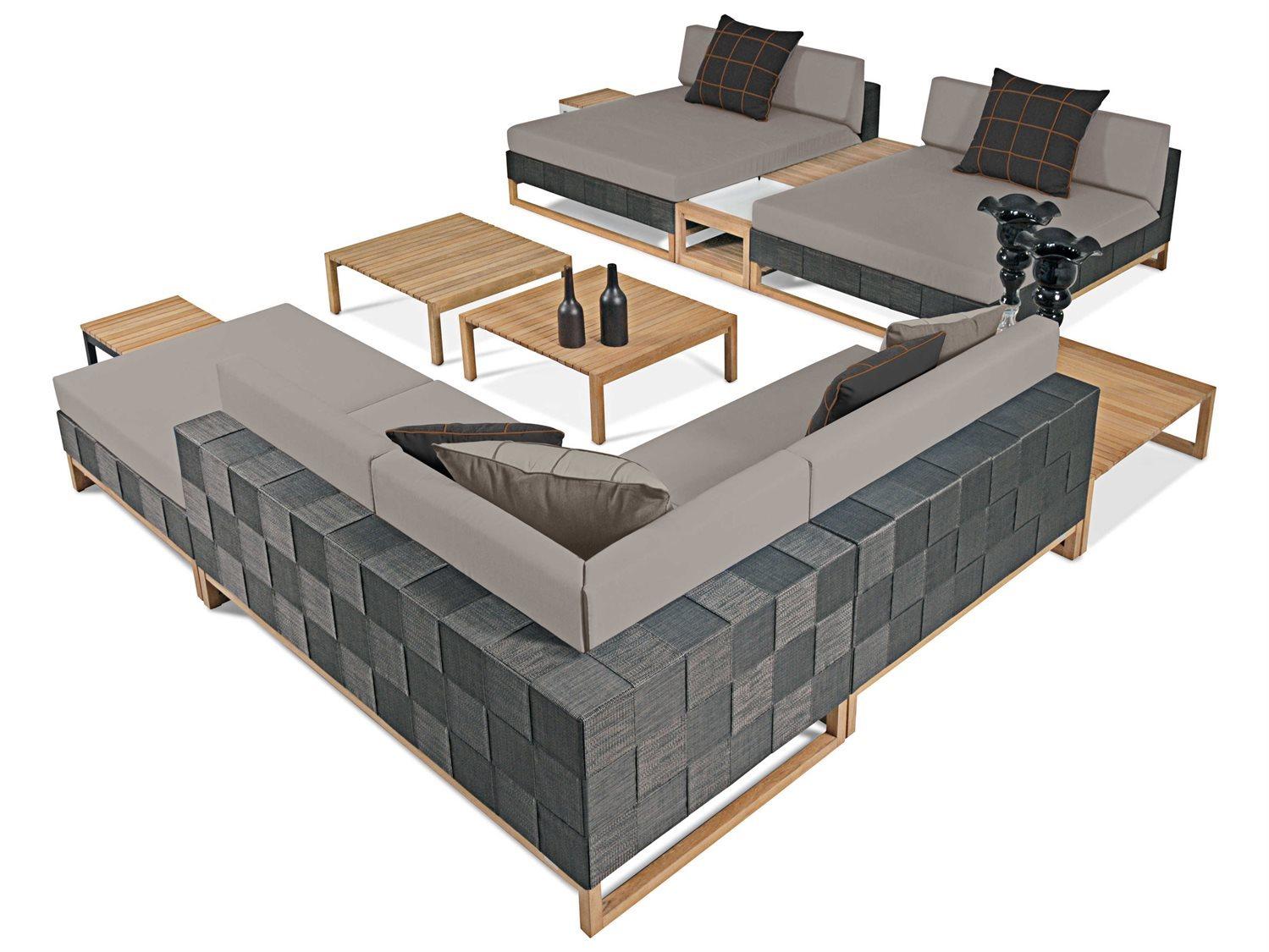 Mamagreen Ekka Teak Wicker Cushion Patio Lounge Set