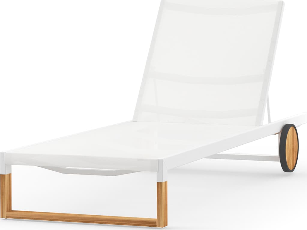 MamaGreen Ekka Teak Sling Patio Chaise Lounge