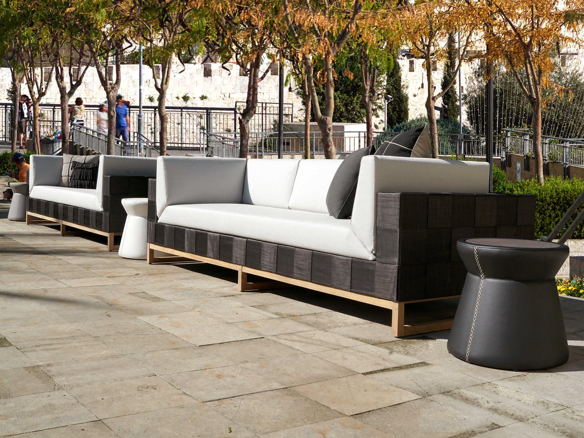 Mamagreen Ekka Teak Wicker Cushion Outdoor Patio Lounge Set