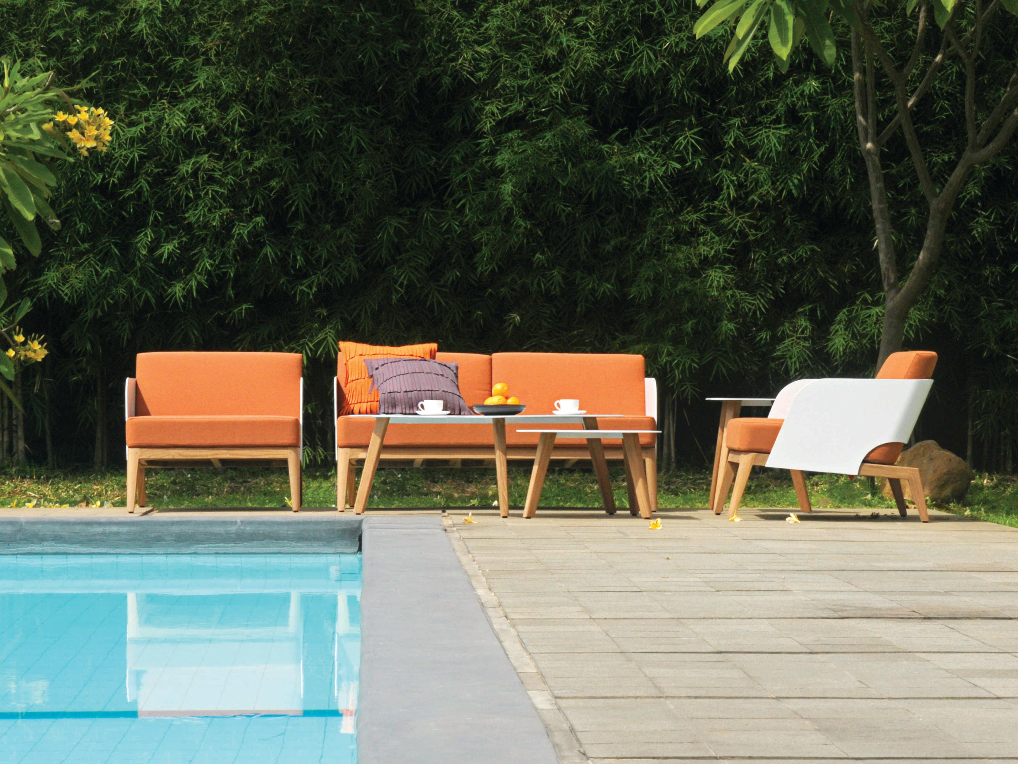 MamaGreen Kaat Teak Triangular Large Patio Coffee Table