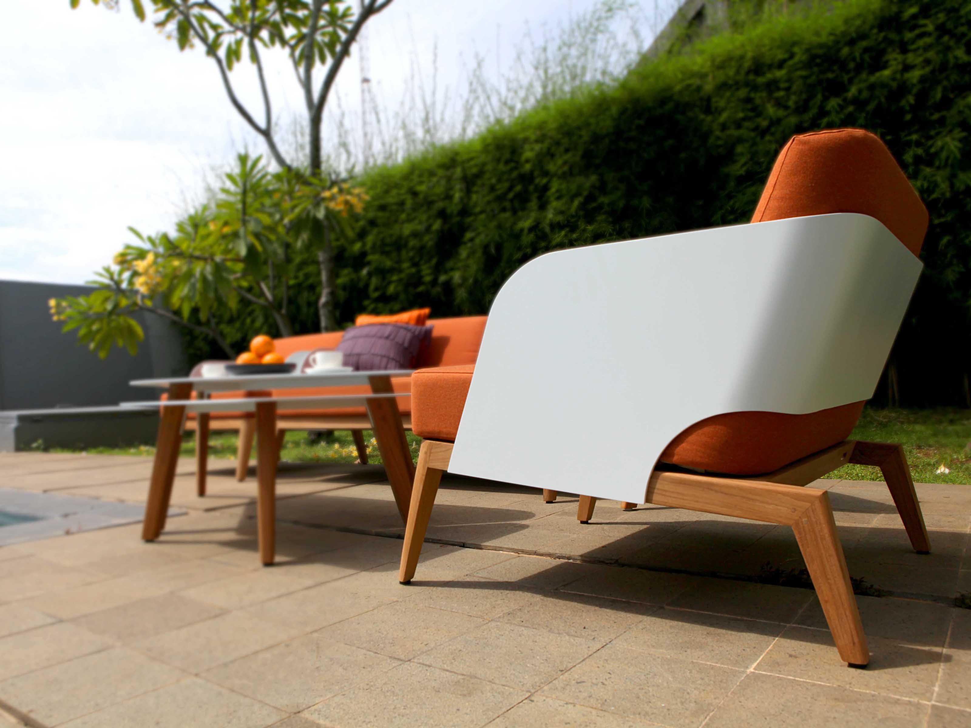 MamaGreen Kaat Teak Triangular Large Patio Coffee Table