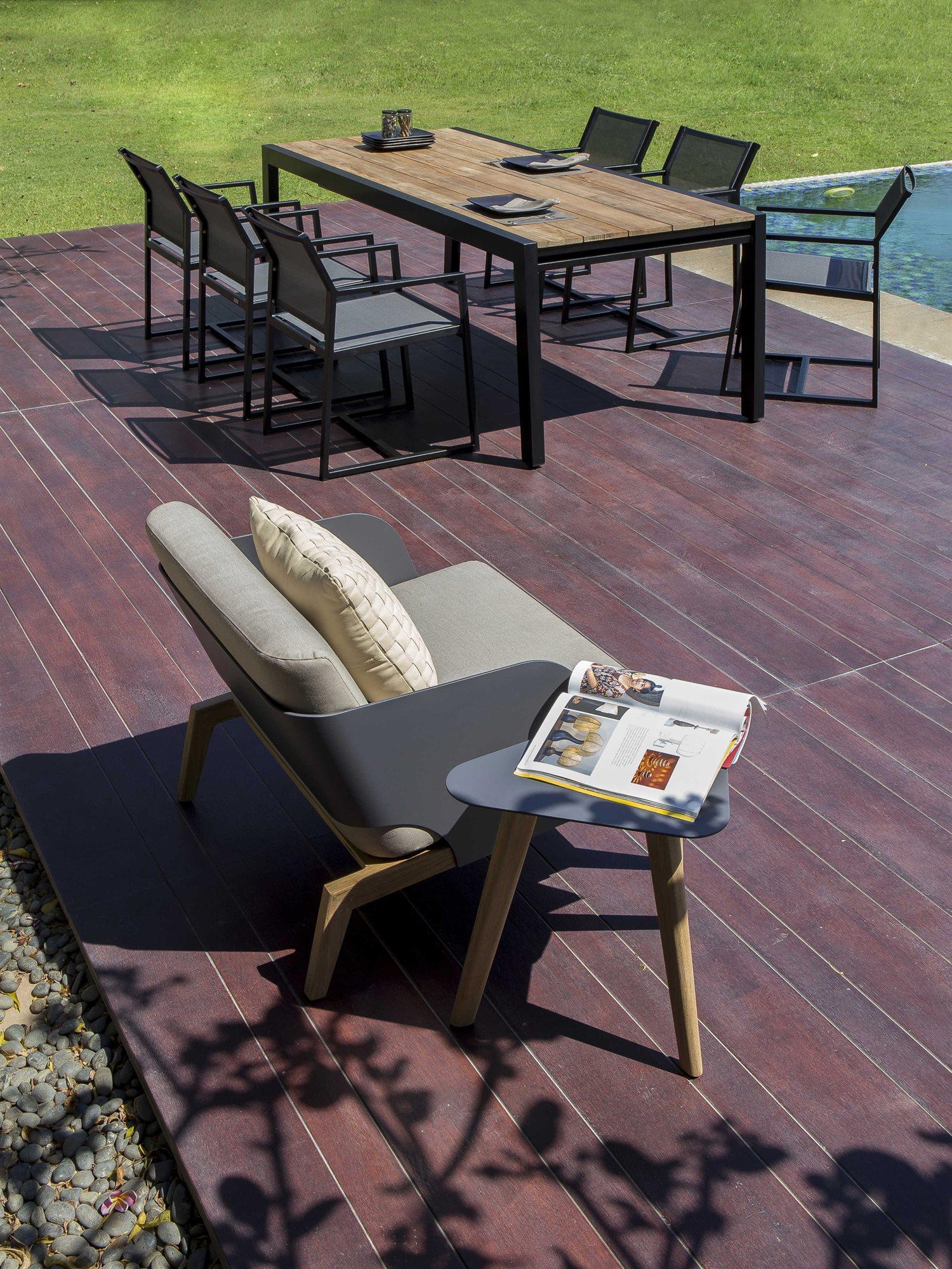 MamaGreen Kaat Teak Triangular Outdoor Patio End Table