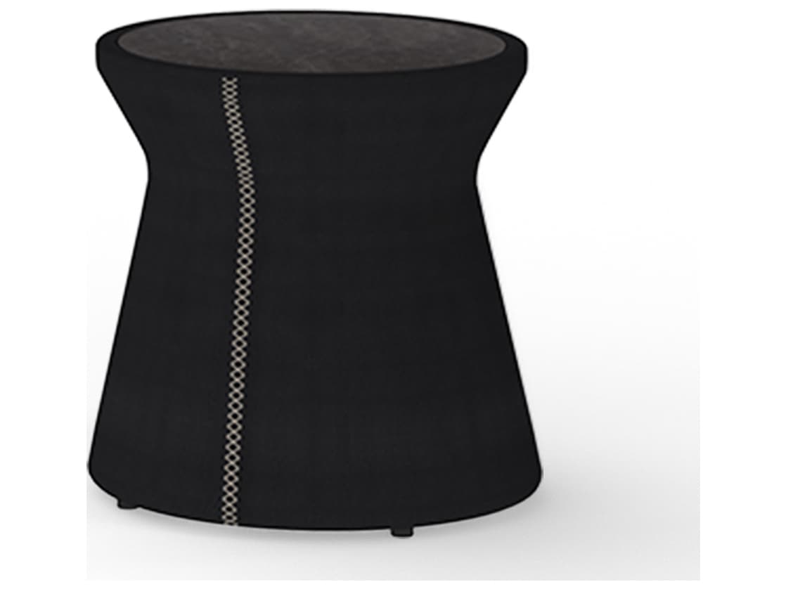 MamaGreen Stizzy Faux Leather Round Outdoor Patio End Table