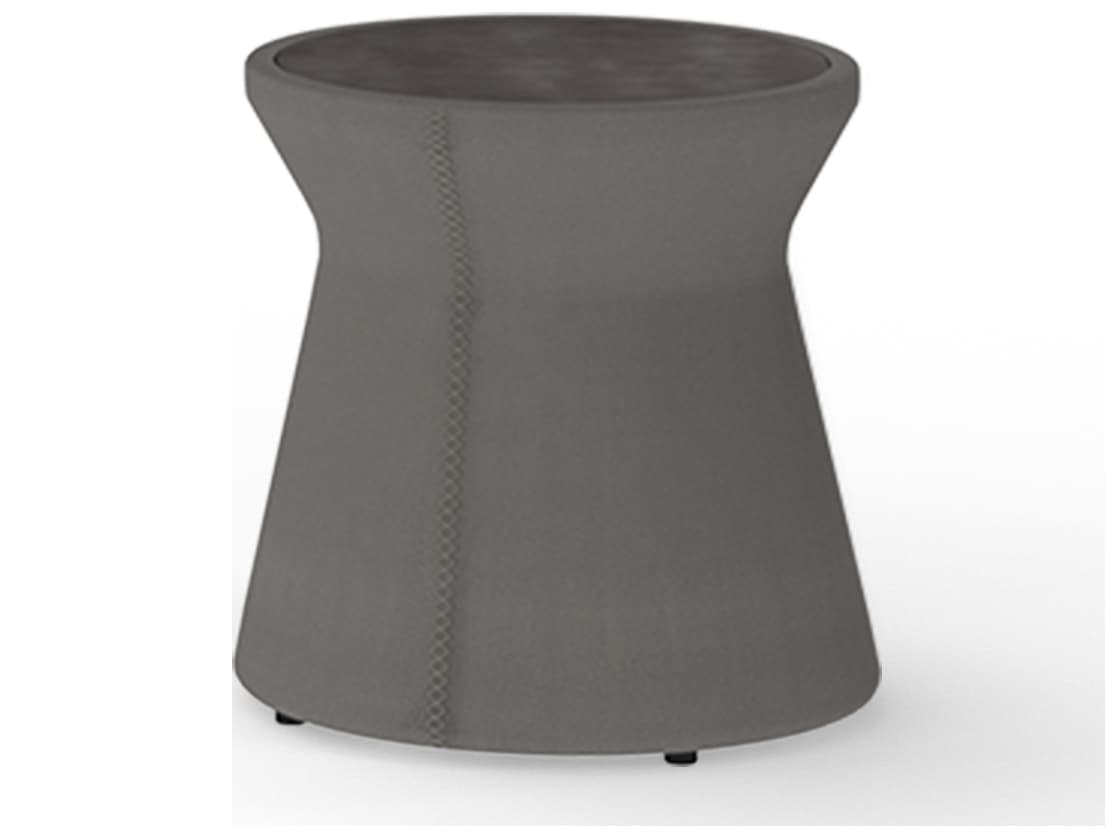 MamaGreen Stizzy Faux Leather Round Outdoor Patio End Table