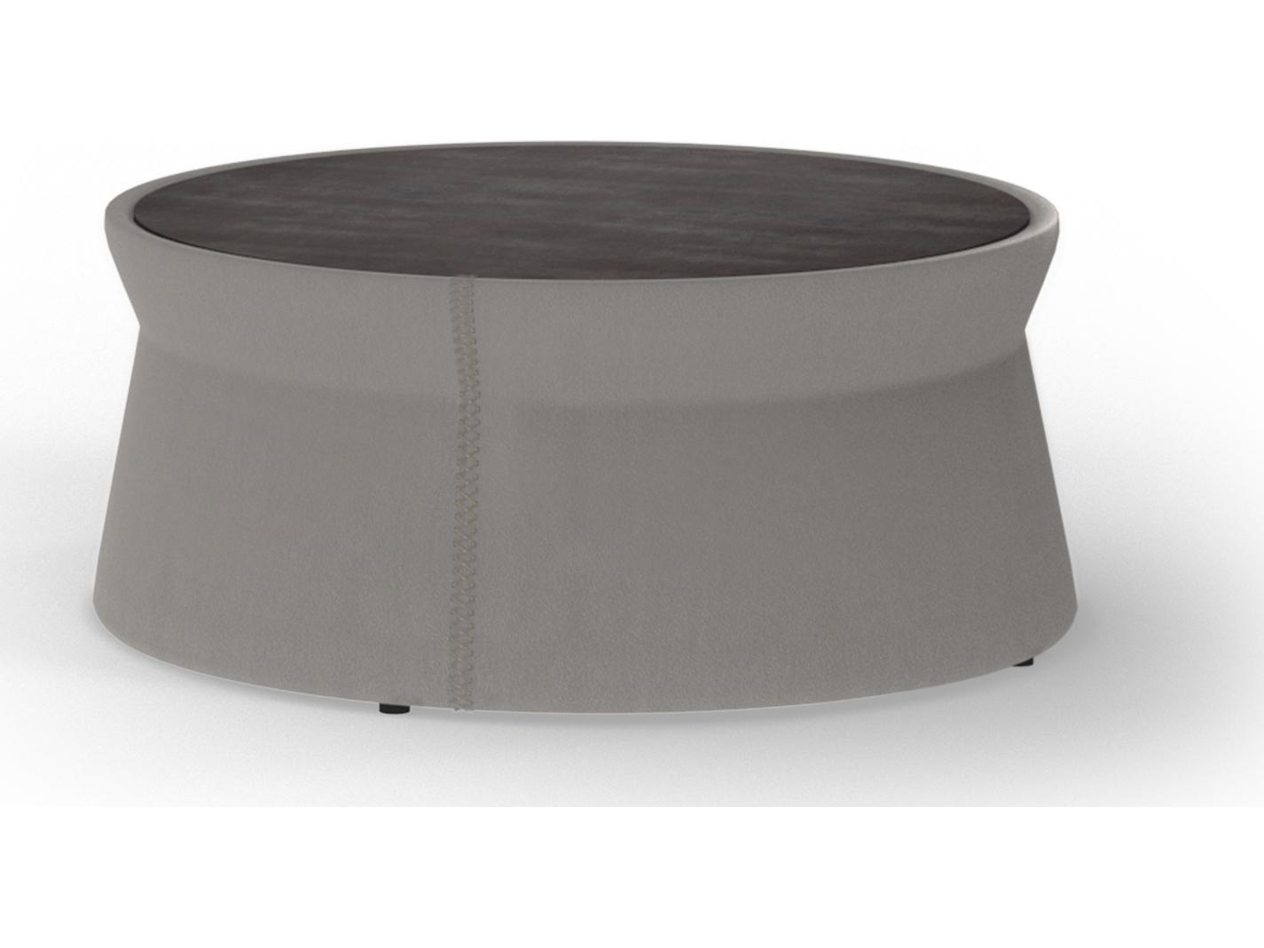 MamaGreen Stizzy Faux Leather Round Outdoor Patio Coffee Table