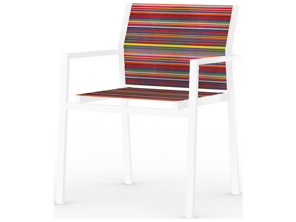 MamaGreen Stripe Aluminum Sling Stackable Outdoor Dining Arm Chair