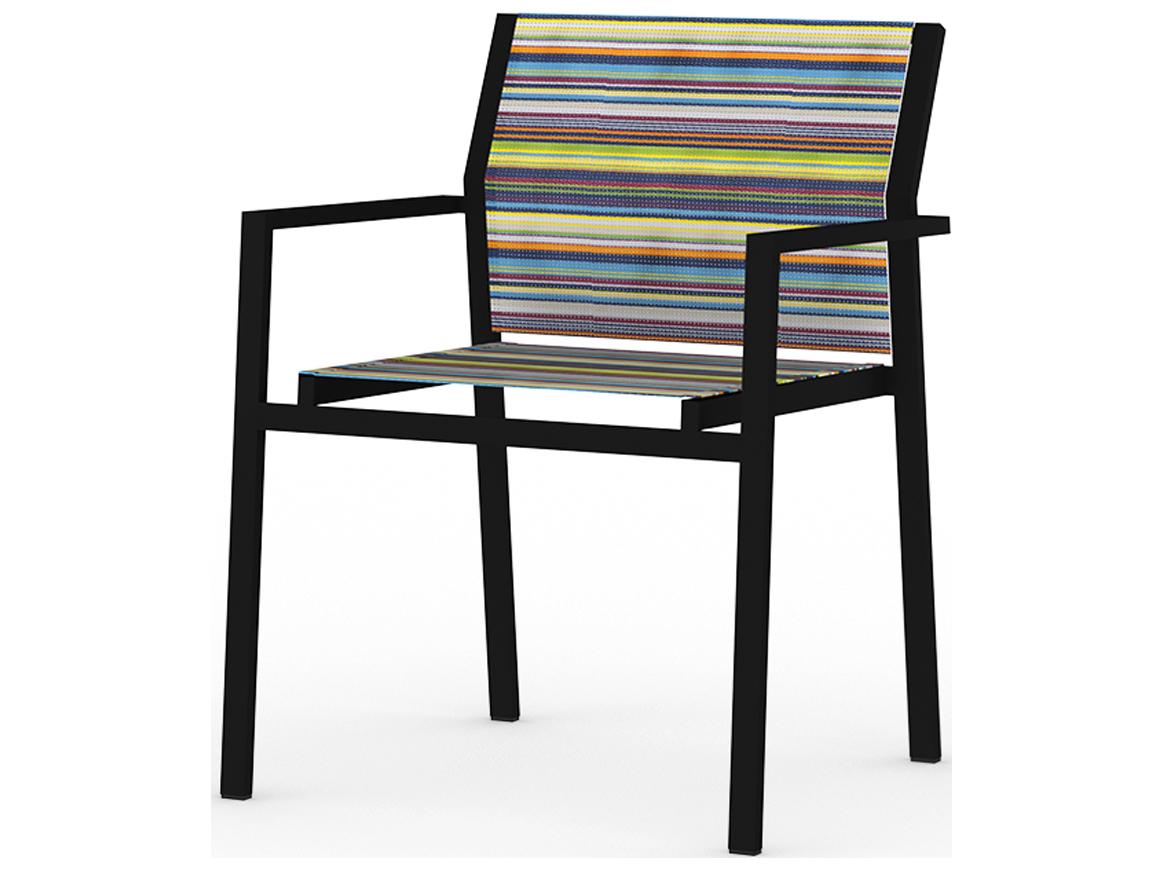 MamaGreen Stripe Aluminum Sling Stackable Outdoor Dining Arm Chair