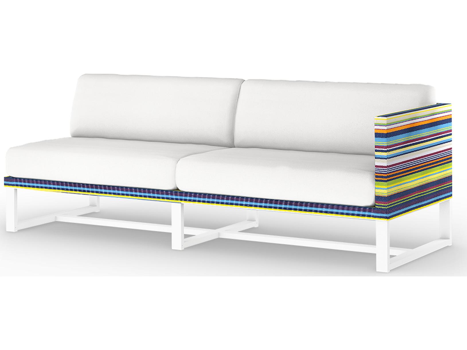 MamaGreen Stripe Aluminum Cushion Modular Left Arm Patio Loveseat