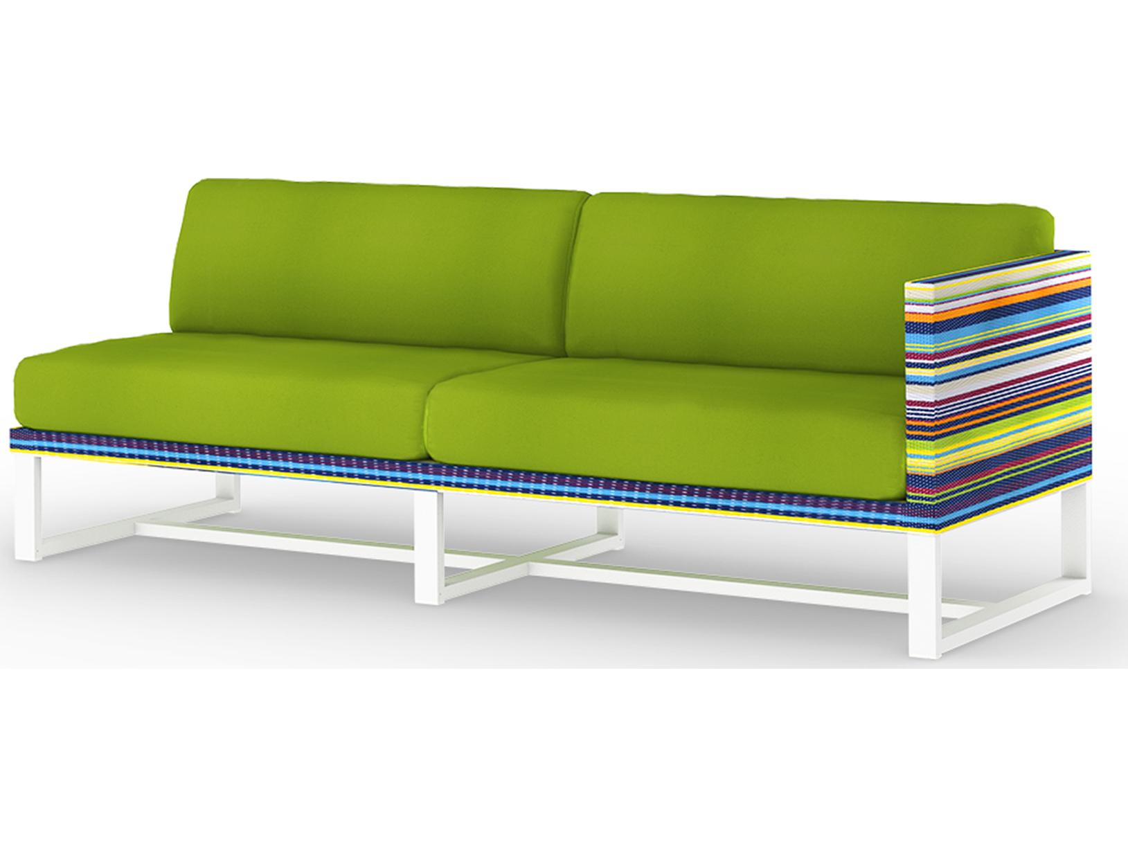 MamaGreen Stripe Aluminum Cushion Modular Left Arm Patio Loveseat