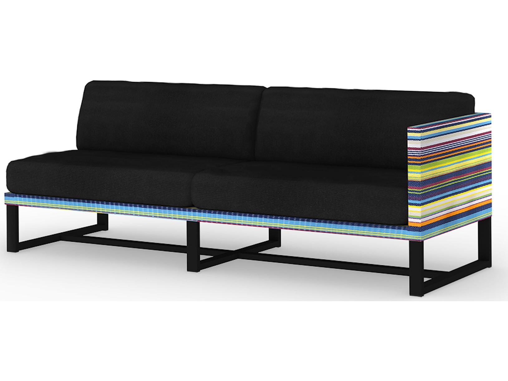 MamaGreen Stripe Aluminum Cushion Modular Left Arm Patio Loveseat